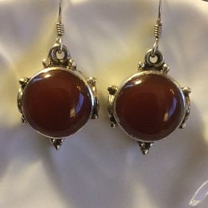 Carnelian And Sterling Silver dangle earrings